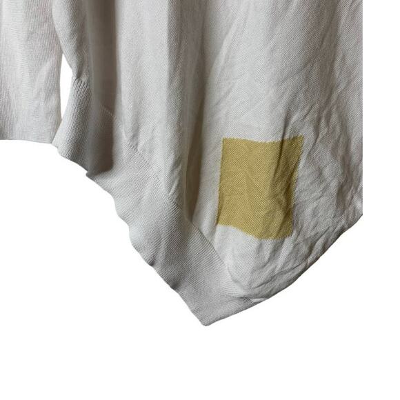 PLANET Lauren G White Yellow Diamond Print Pointed Hem Dolman Sweater One Size - Picture 3 of 10
